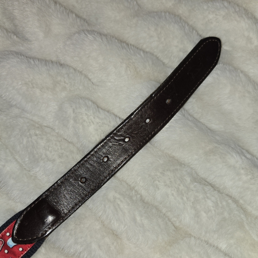 Vineyard Vines Brown Leather Lacrosse [Size 34] Belt Red Preppy Golf - Picture 5 of 7